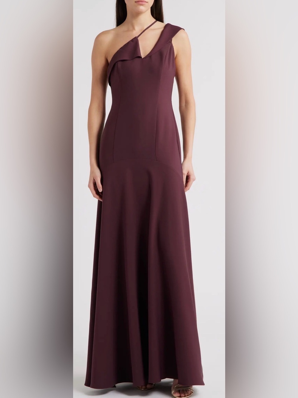 NEW Black Halo Nairobi One-Shoulder oxblood burgundy Gown Sz 6